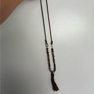 Chic Brown Beaded Necklace with Tassel